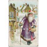 Father Christmas, Hold to Light, purple robe with toys (1)