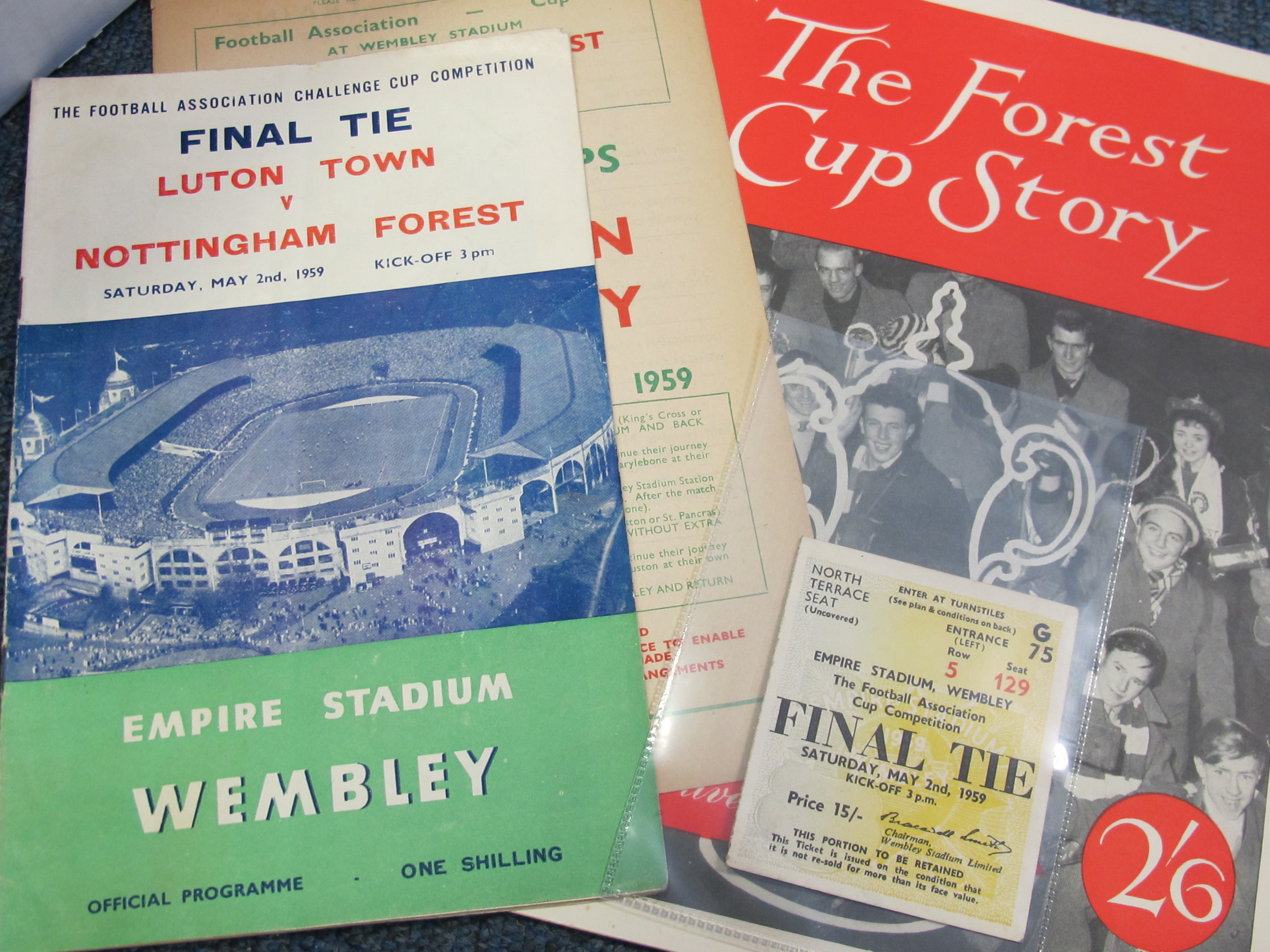 FA Cup Final package for 1959 Final Notts Forest v Luton, includes Programme, Ticket, British Rail 8