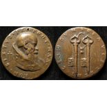 Papal Medal, cast bronze d.42mm: ROM. SIXTVS. PRI. PONT. MAX., portrait r. (Pope Sixtus V, papacy