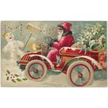 Father Christmas, Hold to Light, in car with snowman   (1)