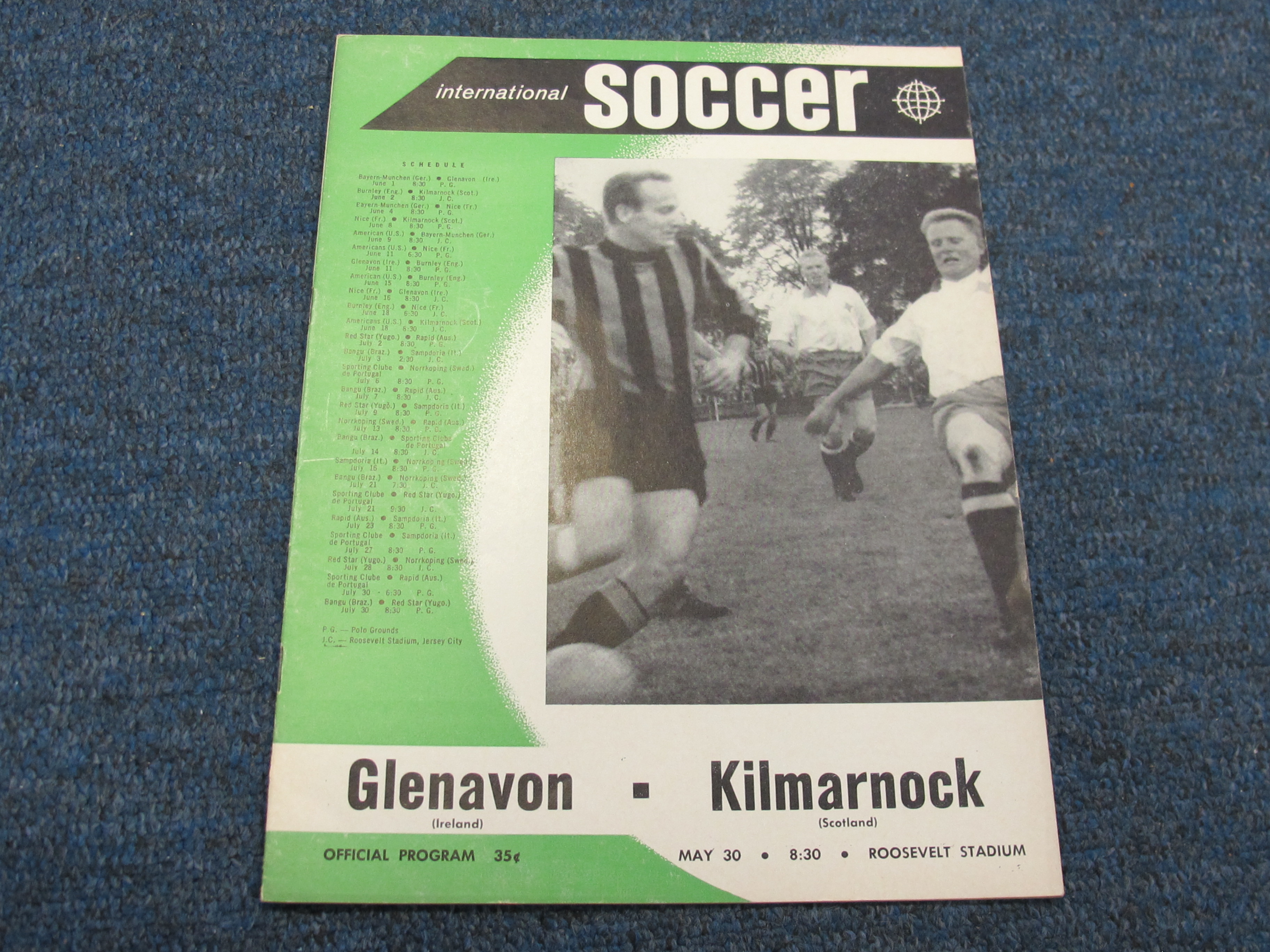 American International Tournament programme 30/5/1960 Glenavon (Ireland) v Kilmarnock (Scotland),