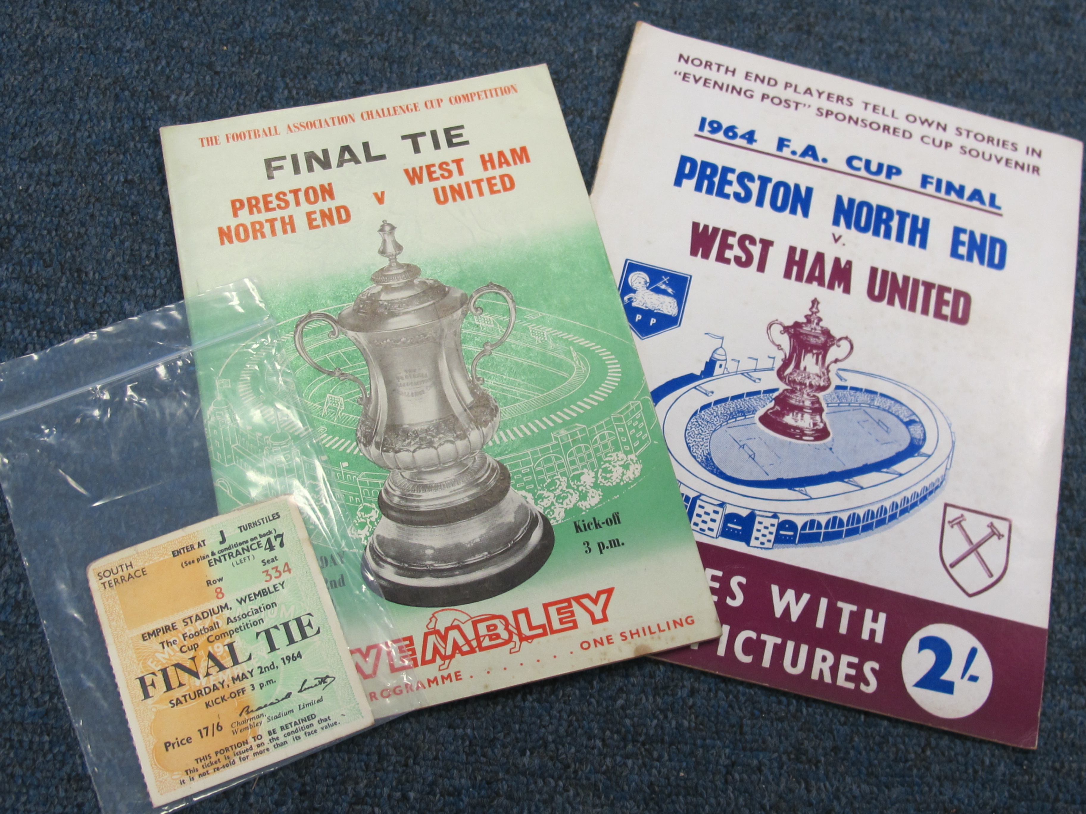 FA Cup Final programme, Ticket and Players brochure for Preston N.E. v West Ham 2/5/1964 (3)