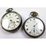 Two Gents Silver open face pocket watches one hallmarked Birmingham 1926 the other Chester 1896