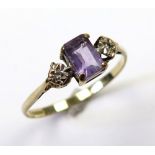9ct Ring set with Amethyst size N weight 1.1 grams