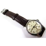 Ebel stainless steel military wristwatch, the dial having arabic numerals, bordered by a minute