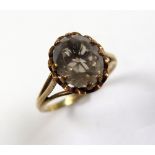 9ct Gold Ring set with Smoky Quartz size K weight 2.2 grams