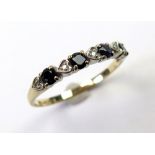 9ct Gold ring set with Sapphires and diamonds size M weight 1.1 grams