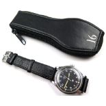 Gents stainless steel Military issue Omega watch (RAF), the black dial with Arabic numerals, the