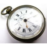 Tell Best Centre Seconds Chronograph pocket watch, probably once silver plated