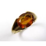 9ct Gold Ring set with oval Citrine size N weight 3.0 grams