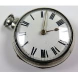Silver pair cased pocket watch, both cases hallmarked London 1869