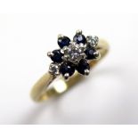 9ct Gold Sapphire/CZ Ring size K weight 1.8 grams