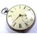 Silver open face pocket watch, hallmarked London 1866, approx dia 52mm