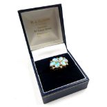9ct Gold Ring set floral style with 6 opals size P weight 5.1 grams