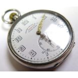 Silver (stamped 0.925) open face pocket watch by Favre Leuba & Co. Approx 40mm dia.