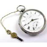 Silver Pocket watch, J.G Graves "Express English Lever", hallmarked Chester 1900, approx 52mm dia
