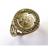 9ct Gold St George Ring size N weight 2.2 grams