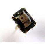 9ct Gold Ring set with large Smoky Quartz size P weight 5.9 grams