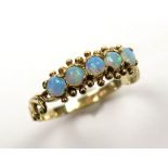 9ct Gold 5 stone Opal Ring size M weight 1.6 grams