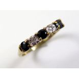 9ct Gold Sapphire/CZ Ring size T weight 2.3 grams