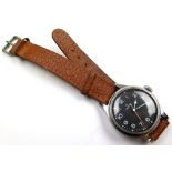 Gents stainless steel Military issue Omega watch (RAF), the black dial with Arabic numerals, the