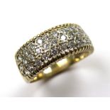 9ct Gold Pave set CZ Ring size O weight 4.8 grams