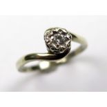 9ct Gold Solitaire Diamond Ring size H weight 1.7 grams