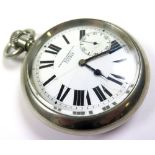 H Williamson Ltd London WWI military nickel pocket watch, matching serial number to face and back of