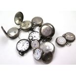 Assortment of Twelve silver open face pocket / fob watches (AF)