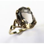 9ct Ring set with Smoky Quartz size O weight 2.3 grams