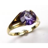 9ct Gold Amethyst Ring size N weight 2.0 grams