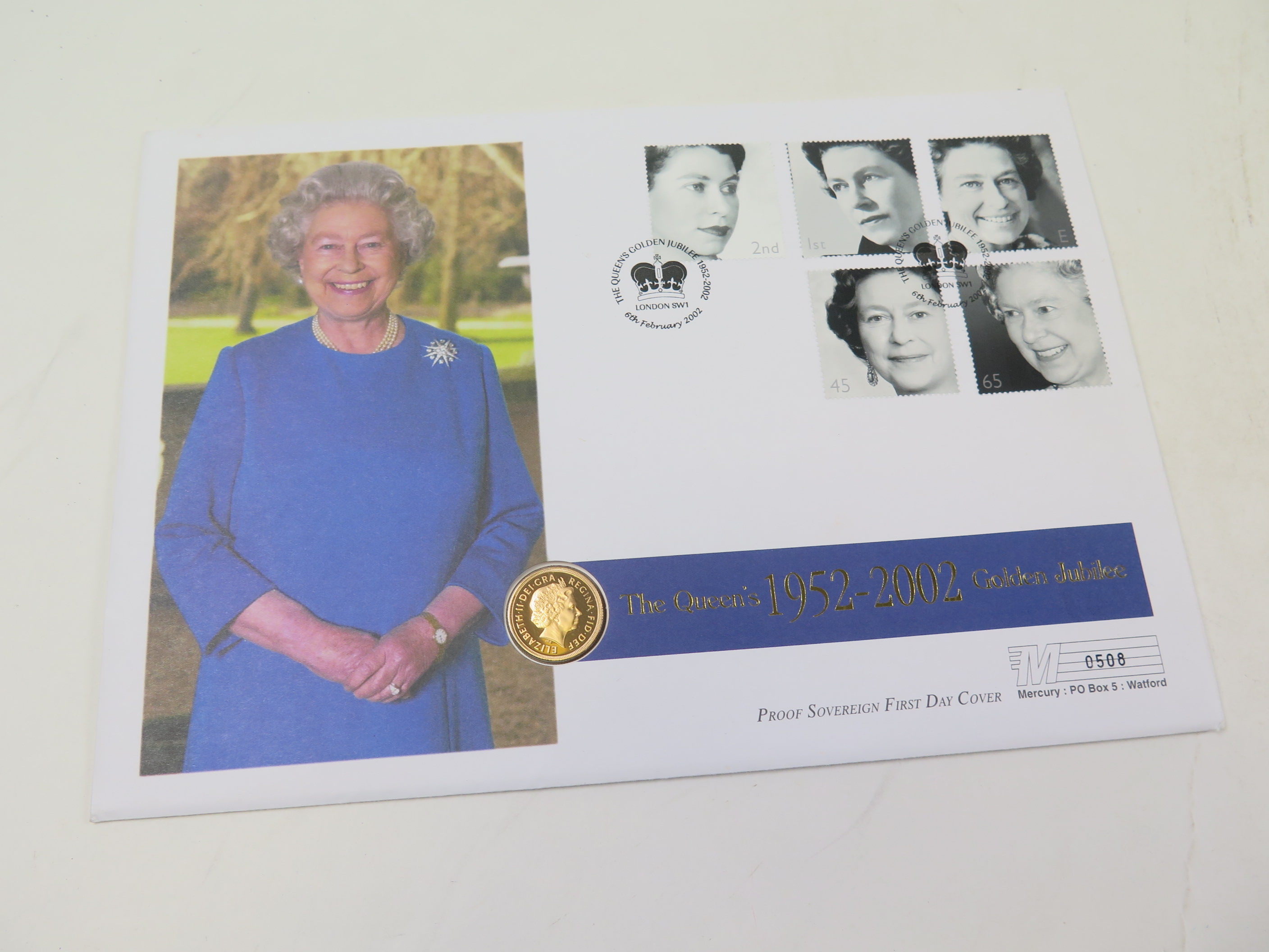 Sovereign 2002 BU on a "Golden Jubilee" first day cover