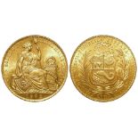 Peru gold 100 Soles 1962 EF (1.3543 troy oz AGW)