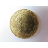 Netherlands gold 10 Gulden 1932 EF, light scuff on cheek (0.1947 troy oz AGW)