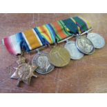 1915 Star Trio, Defence Medal, TF Efficiency Medal and Cadet Force Medal (mounted for wear) to T-