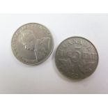 Canada (2) Nickel 5-Cents: 1926 near 6 Fine, and 1926 far 6 nVF
