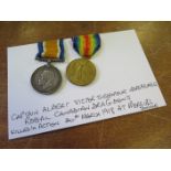 BWM and Victory Medal to Lt Albert Victor Seymour Nordheimer Royal Canadian Dragoons. Killed in