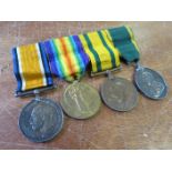 BWM and Victory Medal, Territorial War Medal and Territorial Efficiency Medal to 98/905044 Gnr