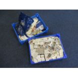 Blue plastic trays x 2, containing quantity of cards, both cigarette & trade issue, not checked