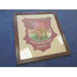 Contemporary Canadian Felt Banner, Valcartier Camp 1914, framed and glaze 550 x 600 (Buyer