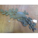 French brass Veterans Plaque with oak leaves, initials 'UNC' (Union of National Combatants formed in