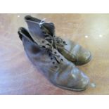 A pair of other ranks WW1 brown ankle boots issued to J.Colstam - inked inside. Vendor states