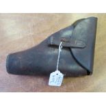 A scarce Great War Holster for a Webley and Scot 1" flare pistol. Stitching sound and leather