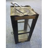 A folding trench lamp manufactured by Christopher Collins Birmingham. Brass plate states 'USE 1/2