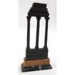 19th Century bronze model of a Roman temple on a marble base (slight damage to base), height 14.