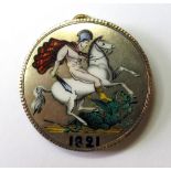 Enameled Coin : GB George IV Silver Crown 1821 with St George & The Dragon reverse enameled, ex