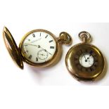 Two gold plated pocket watches, both in a Dennison case