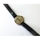 Ladies "Accurist" 9ct gold cased wristwatch on a leather strap