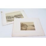 Two 19th Century mounted black and white photographs of Paris, both depicting bridges over the River