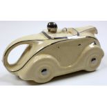 Sadler & Sons cream racing car teapot (OK T42), circa 20th Century, small hairline crack to rim,